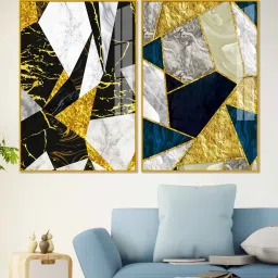 vibecrafts Triangle Shapes Acrylic Framed Art Panel (Set Of 2) image 1