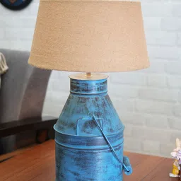 Homesake Rustic Milk Churn Turquoise Blue & Beige Rustic Algae Finish Electric Table Lamp-image-94
