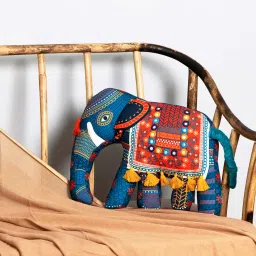 Blue Cotton The Royal Ride Kutch Filled With Cotton Decorative Cushion by Chumbak image 1