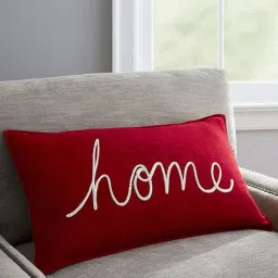 Red Home Velvet 12 x 18 inch Decorative Cushion-image-40