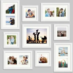 art street Ember Set Of 9 White Synthetic Wood Collage Photo Frames image 2