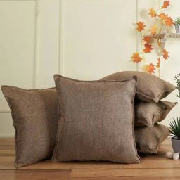 the conversion Brown Solid Jute 16 x 16 Inches Cushion Covers (Set of 5)-picture-41