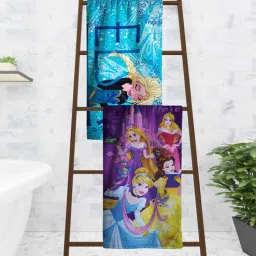 Disney Princess & Frozen Multicolor 350 GSM Cotton Kids Towels (Set Of 2)-image-77