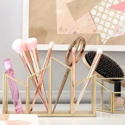 lamjum Golden Aidan Metal Multipurpose Make Up Organiser image 1