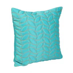 mfd home furnishing Blue Satin Floral 16x16 inches Cushion Covers (Pack of 5) image 4