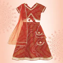 The Magic Wand Girls Printed Gotta Patti Ready to Wear Lehenga & Blouse With Dupatta image 1