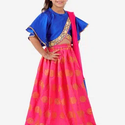 KID1 Girls Blue & Pink Embellished Ready to Wear Lehenga & Blouse With Dupatta-picture-25