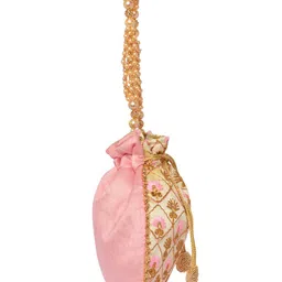 Lavie Amara Gold-Toned & Pink Round Potli image 4