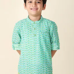 Fabindia Boys Ethnic Motifs Mandarin Collar Cotton Kurta-picture-32