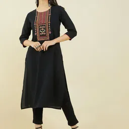 Soch Floral Yoke Design Straight Regular Kurta image 1