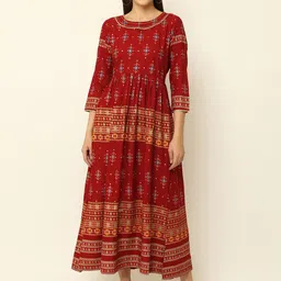 Vastralay Women Maroon Printed Anarkali Kurta-picture-30
