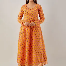 KALINI Floral Printed Maxi Fit and Flare Ethnic Dress-picture-38