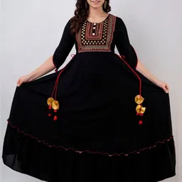 ftDiva Ethnic Motifs Embroidered Maxi Dress-picture-26