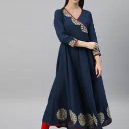 KALINI Ethnic Motifs Embroidered Angrakha Kurta-picture-32