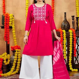 BAESD Girls Floral Embroidered Thread Work Anarkali Kurta-picture-20