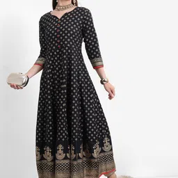 Vishudh Women Ethnic Motifs Printed Cotton Anarkali Kurta-picture-27