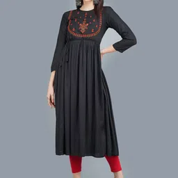 ANUTTARA FASHIONS Ethnic Motifs Yoke Design A-Line Kurta-image-14