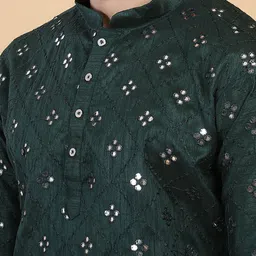 Shiv Leela Men Mirror Work Jacquard Anarkali Kurta image 2