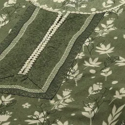 Rangriti Floral Printed Notched Neck Cotton Kurta image 3