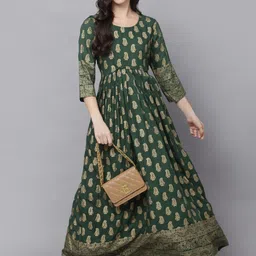SURHI Women Green Ethnic Motifs Printed Anarkali Kurta image 4
