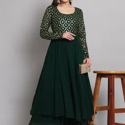 Poshak Hub Floral Yoke Design Georgette Anarkali Kurta image 4