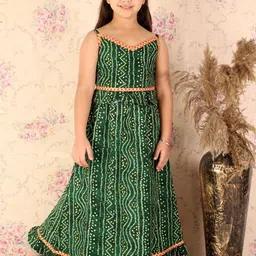 VASTRAMAY Girls Bandhani Printed Ready to Wear Crop Top And Skirt Set-picture-31