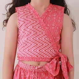 Sangria Girls Printed Pure Cotton Round Neck Lehenga Choli image 2