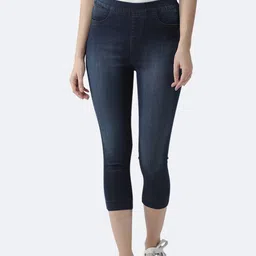 Xpose Women Navy Blue Solid Skinny Fit Capris-image-34