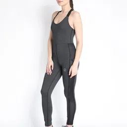 CHKOKKO Grey Melange Basic Jumpsuit image 4
