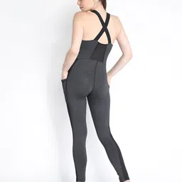 CHKOKKO Grey Melange Basic Jumpsuit image 5