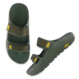 HRX by Hrithik Roshan Men Olive Green Rubber Sliders image 4