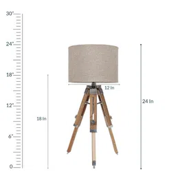 Brown Fabric Shade Tripod Table Lamp with Brown Base by Beverly Studio image 4