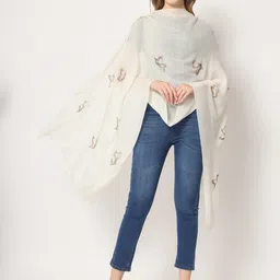 MODARTA Butterflies Embellished Beads And Stones Pure Wool Shawl image 4