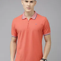 Park Avenue Self Design Chevron Polo Collar Pure Cotton Slim Fit T-shirt image 3
