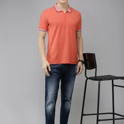 Park Avenue Self Design Chevron Polo Collar Pure Cotton Slim Fit T-shirt image 5