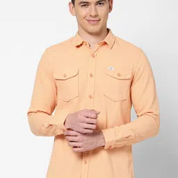 Lee Men Peach-Coloured Slim Fit Cotton Casual Shirt-picture-50