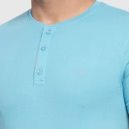 SPORTO Men Blue Solid Slim Fit Cotton T-shirt image 2