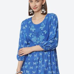 Rangriti Blue Printed Longline Top-picture-8