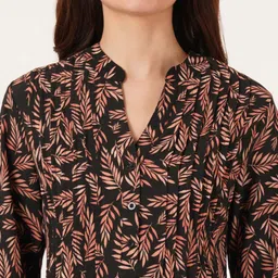 IX IMPRESSION Printed Mandarin Collar Longline Top image 2