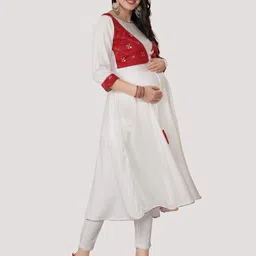 Mom For Sure by Ketki Dalal Mirror Work A-Line Cotton Maternity Kurta image 2