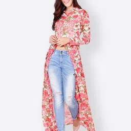 MINOS Floral Printed Shirt Collar Maxi Longline Top image 5