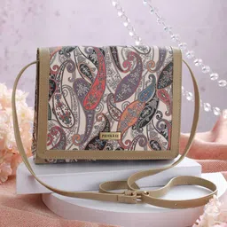 Priyaasi Beige Paisley Printed PU Shopper Sling Bag-picture-46