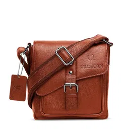 WildHorn Tan Textured Leather Messenger Bag-picture-42