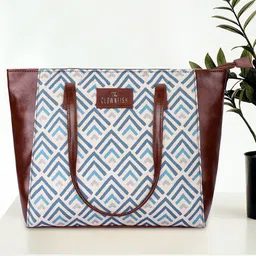 THE CLOWNFISH Geometric Printed Structured Tote Bag image 1