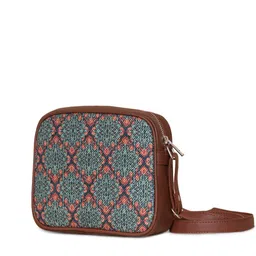 ZOUK Women Teal Textured Structured Sling Bag image 2