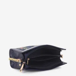 Black Spade Floral Embroidered Structured Sling Bag image 3