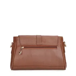 THE CLOWNFISH Women Brown Textured Structured Sling Bag image 3