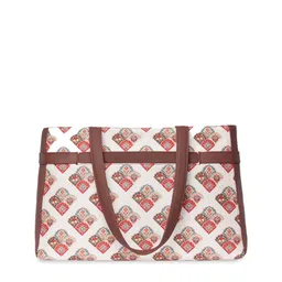 ZOUK White Printed Oversized Shopper Sling Bag image 5