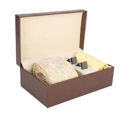 Van Heusen Men Yellow Ethnic Print Tie With Pocket Square And Cufflink Accessory Gift Set-picture-32