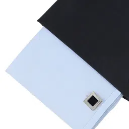 Kavove Men Silver-Plated & Black Textured Metal Cufflink image 3